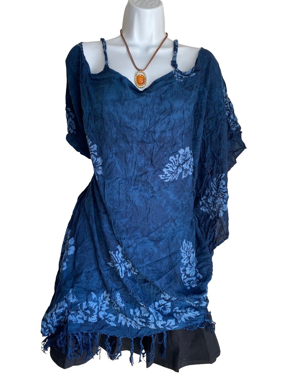 VTG Pineapple Moon Plus Size One Size Tunic Kimono Navy Boho Whimsigoth Festival
